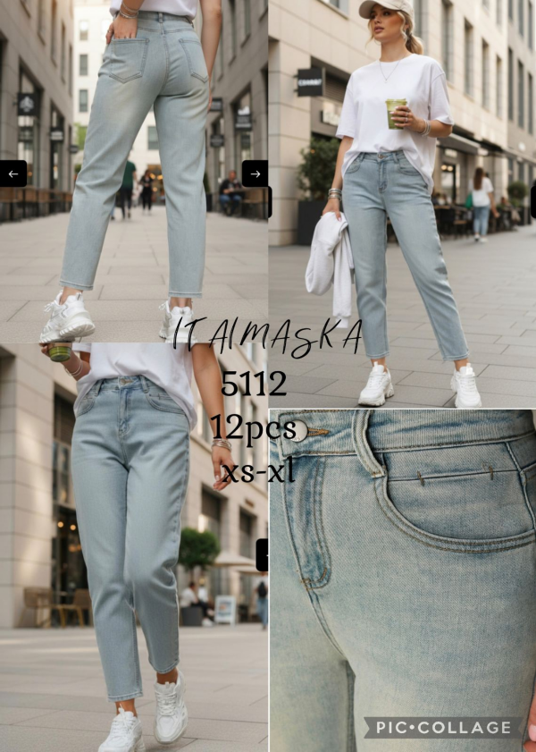 Spodnie damskie jeansy Roz XS-XL, 1 Kolor Paczka 12 szt